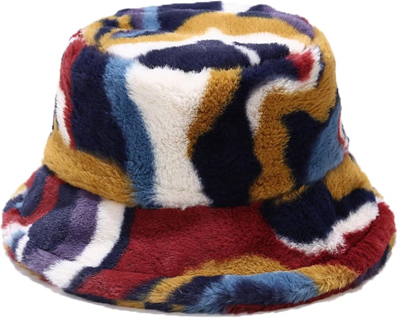 Umeepar Winter Faux Fur Fuzzy Bucket Hat Fluffy Warm Hat for Women Men - Image 1